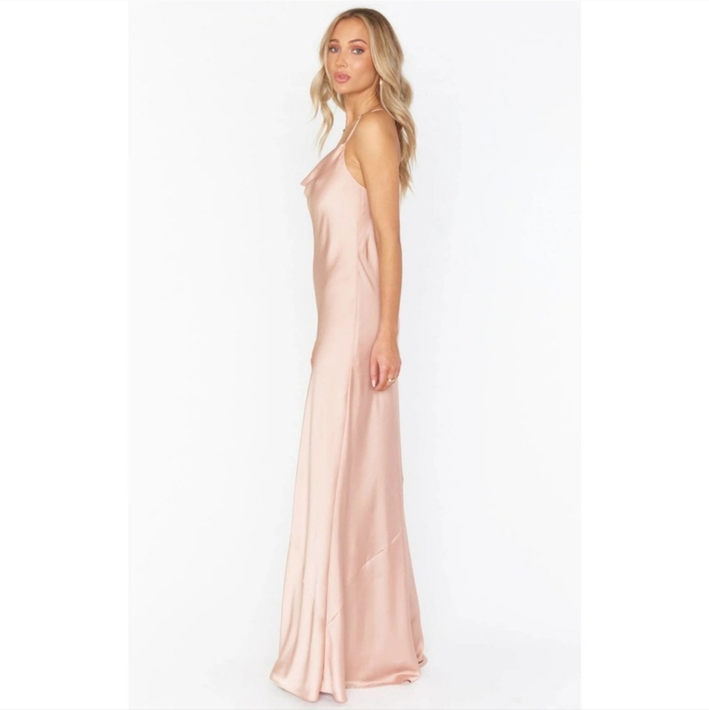 Satin Slip Maxi Dress in Blush Pink